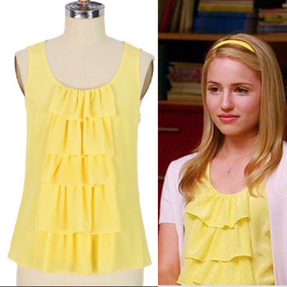 Anthropologie Silk Yellow Scavia Waterfall Blouse